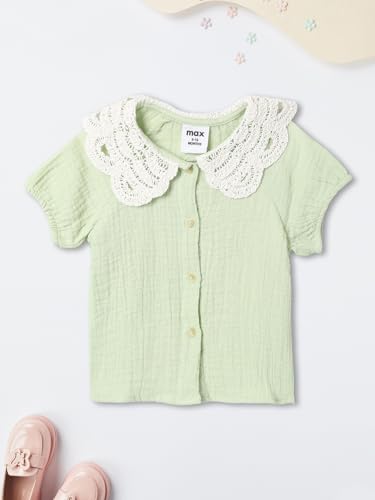 Max Girls Lace Detailed Shorts Set(Green_12-18 M)