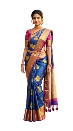 SREE KUMARAN Women's Kanchipuram Silk Pure Pattu Sarees With Blouse (VSK110-1), Maroon