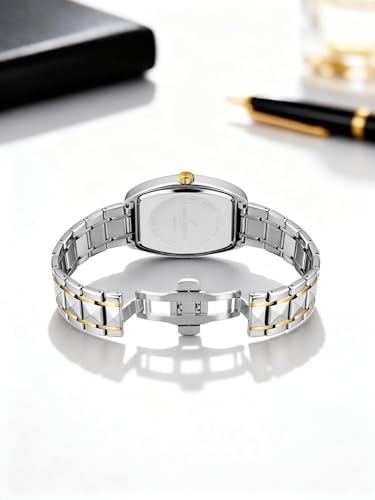 Daniel Hechter Duroc Collection Luxury Watch for Men with Roman Indices, Day-Date Display and Two-Tone Studded Stainless Steel Strap (White)