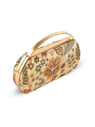 THE TAN CLAN Petal Beige Capsule Clutch | Structured Capsule-Shape Evening Bag for Women | Party & Wedding Clutch Purse