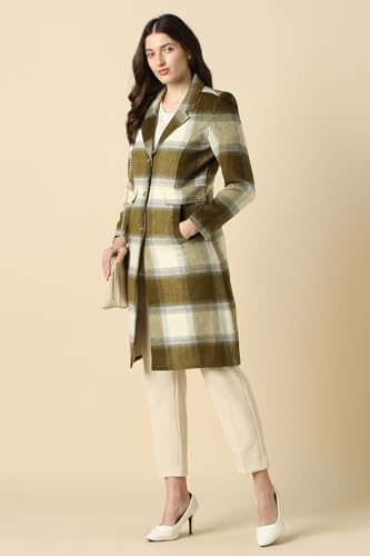 Women Olive Check Casual Jacket