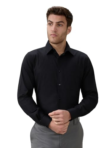 Raymond Men Slim Fit Solid Chambray Pattern Pure Cotton Semi Cutaway Collar Full Sleeve Formal Shirt