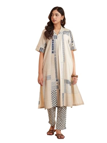 BIBA Cotton Printed A-Line Casual Kurta With Palazzo