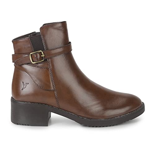 YOHO Brown Boot For Women Stylish and Comfortable | Mid AnkleBoot and Anti Skid Sole |Trendy, Zipper Casual Boots for Womens, Outdoor and Holiday Outings| Size-6