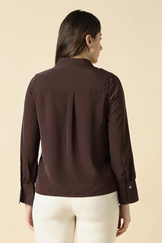 Women Brown Solid Long Sleeves Shirt