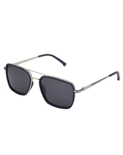 Carlton London Premium Silver with Black Toned & Polarised Lens Square Sunglass for men