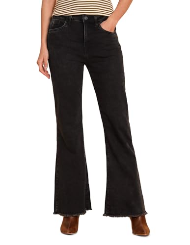U.S. POLO ASSN. Women High Rise Flared Fit Jeans (UWAW25JEN388_Dark Grey_28)