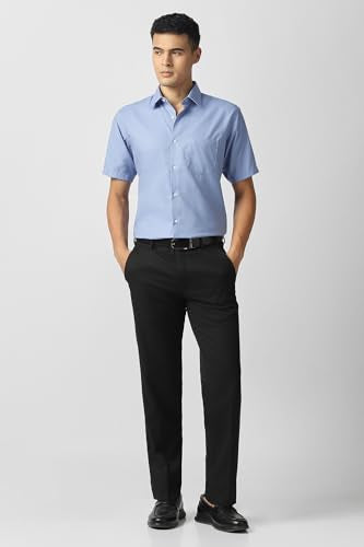 Men Light Blue Solid Half Sleeves Wedding Shirt