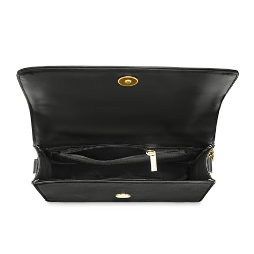 Fastrack Quilted Brunch Sling Bag for Women, Girls and Ladies | Ladies Purse Handbag | Made of Faux Leather Black