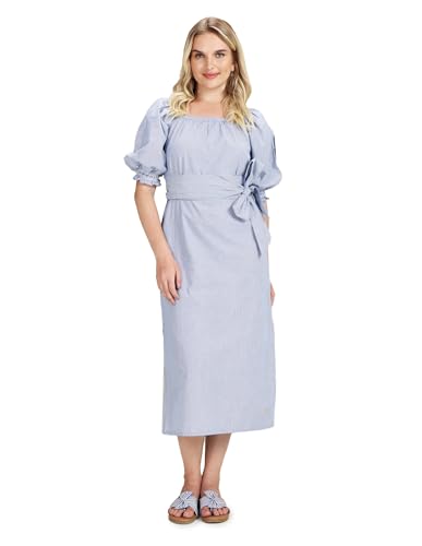 U.S. POLO ASSN. Women's Square Neck Tie Up Midi Dress (UWSS23DRS009_Blue_M)