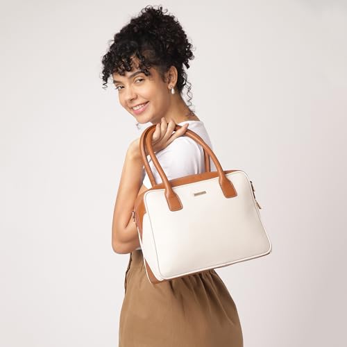 Fastrack Structured Satchel for Women | Stylish Satchel for Girls, Ladies, Women | Spacious Bag Made of Faux Leather (White)