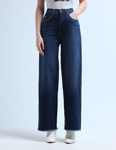 U.S. POLO ASSN. High Rise Wide Leg Jeans (UWAW24JEN159_Blue_32)