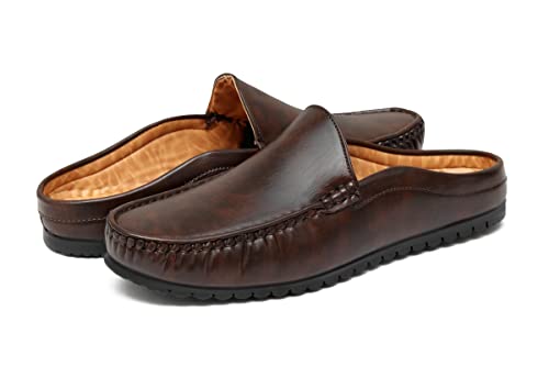Pisces Brown Synthetic Back Open Shoe for Men - 12 UK (BACKOPEN PLAIN-Brown-12)
