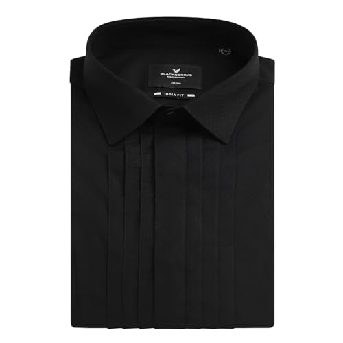 blackberrys Men Formal Black India Slim Fit Shirt | Structured Formal Wear with Clean Finish, Full Sleeves, Classic Design for Office & Business Use | Size 38