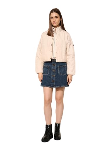 ONLY Women's Solid Regular Fit Beige Jacket