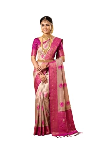 SREE KUMARAN Women's Kanchipuram Kubera Silk Pure Pattu Sarees With Blouse (VSK304-3)