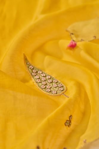 Taneira Yellow Rajasthan Pure Silk Cotton Embroidered SareeWith Unstitched Blouse(SAPP05AD6314-Yellow)