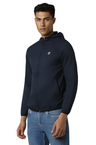 Men Navy Textured Casual Jacket