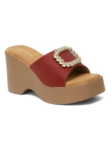 Flat n Heels Womens Maroon Pumps FnH 3121-MRN