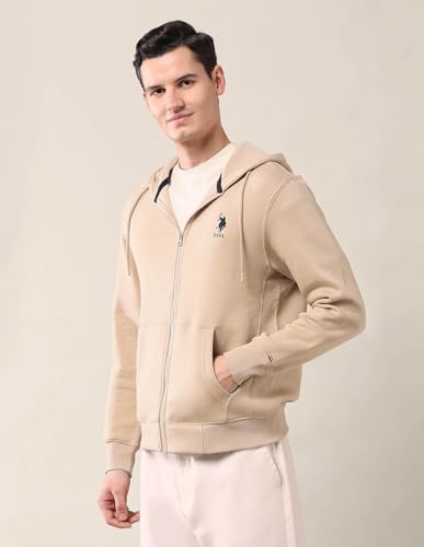 U.S. POLO ASSN. Solid Regular Fit Sweatshirt for Men - Comfortable, Full Sleeves Men Sweatshirts - M, Beige