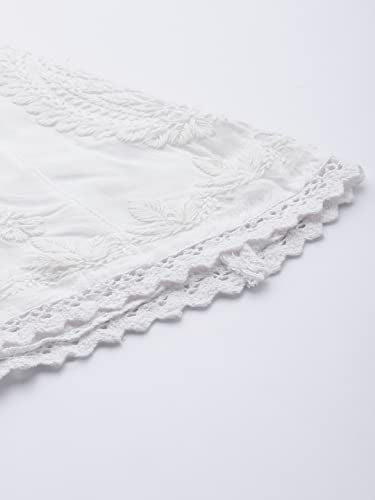 Ada Handcrafted Lucknowi Chikankari Women's Rayon White Flared Palazzo Sharara Pant A711171 (S)