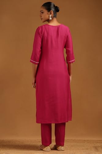 Soch Womens Fuchsia Desert Storm Embroidered Kurta Set With Beads