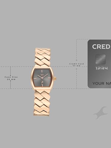 Fastrack Vyb Showstopper with Quartz Analog Grey Dial Rose Gold Alloy Strap Watch for Girls - FV60112WM02W
