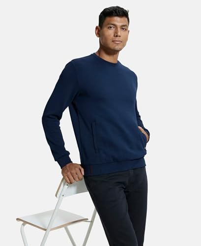 Jockey Men's Cotton Round Neck Sweat Shirt IM11_Navy_L