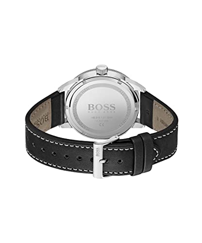 Hugo Boss Leather Drifter Analog Black Dial Men Watch-1513898, Black Band