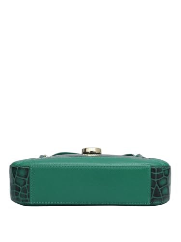 Da Milano Genuine Leather Green Sling Bag (00993OL) (Small)