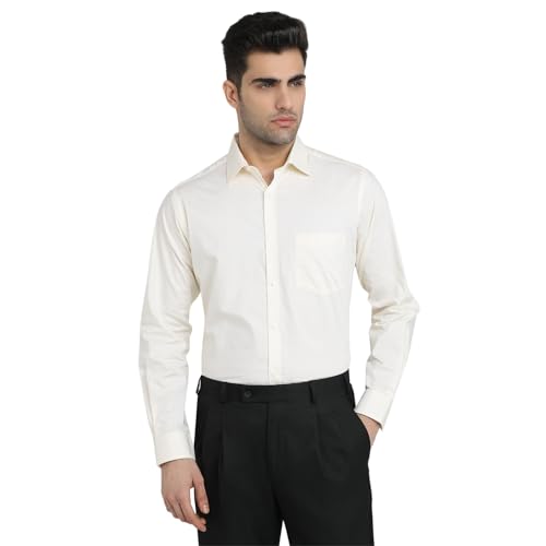Park Avenue Men Regular Fit Checks Pattern Pure Cotton Semicutaway Collar Full Sleeve Formal Shirt (Size: 38)-PMSK18964-Y2 Light Yellow