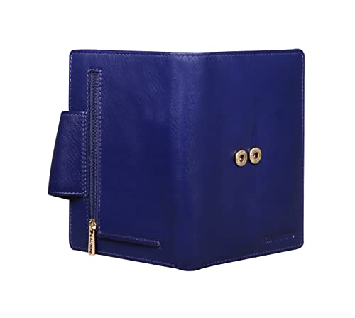 Calfnero Women's Genuine Leather Wallet-Long Purse Wallet with Multiple Card Slots, Zip Pocket and Note Compartments (Purple)