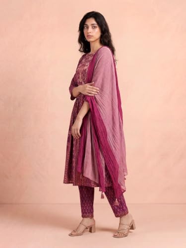 Aarke Ritu Kumar Pink Mosaica Kurta With Pant And Dupatta