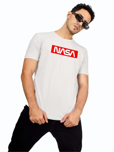 T-70 Men's Printed Round Neck Half Sleeves Poly-Cotton T-Shirt | Color - White | Size - S (418)
