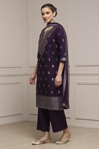 Biba Women's Viscose Rayon Kurta Set (SKDCRFLUX30159AW25PUR_Purple