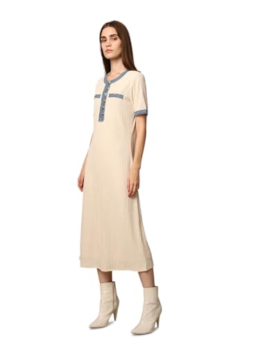 ONLY Women's Regular Fit Beige Dress