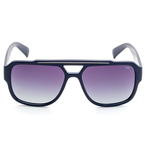 FILA sunglasses| 100% UV protected | Gradient | Full Rim | Pilot | Men | Large | Shiny Blue-Shiny Dark Gun Acetate Frame | Smoke Gradient Lens