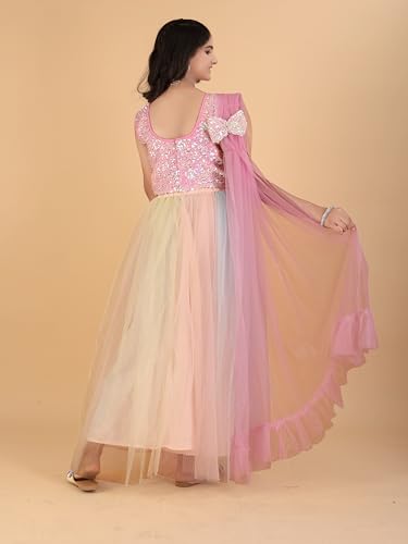 Xavima Manashvi Multi Girls Embroidery Full Stitched Lehenga Choli Set With Dupatta Outfit Blouse Skirt Dress For Kids Function Stage Show School Program Ceremony Appearance_6-7 Years