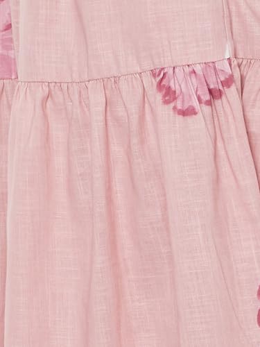 Max Women Floral Print Tiered Dress (Pink_L)