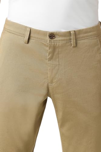 Men Khaki Solid Trousers