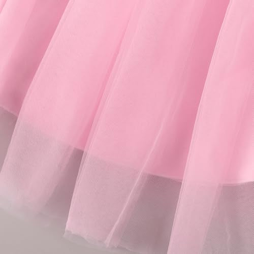 Hopscotch Girls Pink Short Sleeves Ruffle Trim Cold Shoulder Gown for Age (3-4 Years)