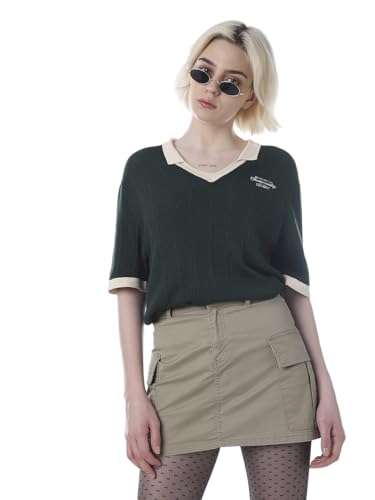 ONLY Women's Self Design Relaxed Fit Green Sweater