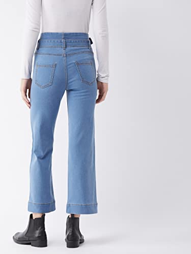 Miss Chase Women's Light Blue Flared High Rise Clean Look Cropped Stretchable Denim Jeans (MCSS22DEN12-13-158-26, Light Blue, 26)