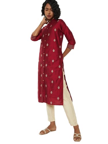 Max Women Embroidered Straight Kurta(Pink_S)