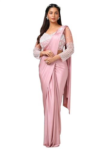 Soch Womens Blush Pink Nylon Blend Saree With Beads