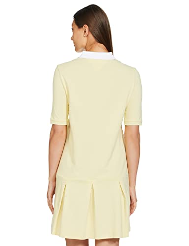 Tommy Hilfiger Women's Cotton A-Line Above The Knee Dress (S23JWDR061_Lemon Zest_XS)