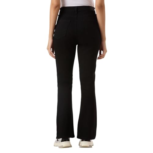 Women Black Mid Rise Flared Leg Powerflex Jeans