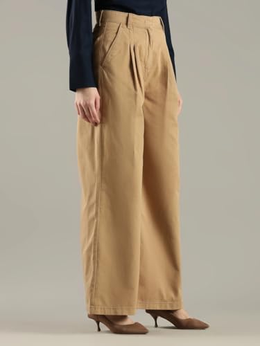 Loose Fit Solid Mid Rise Trouser