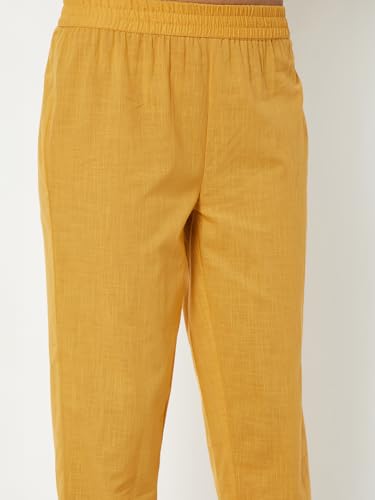 Max Women Printed A-line Kurta Set (Yellow_XXL)