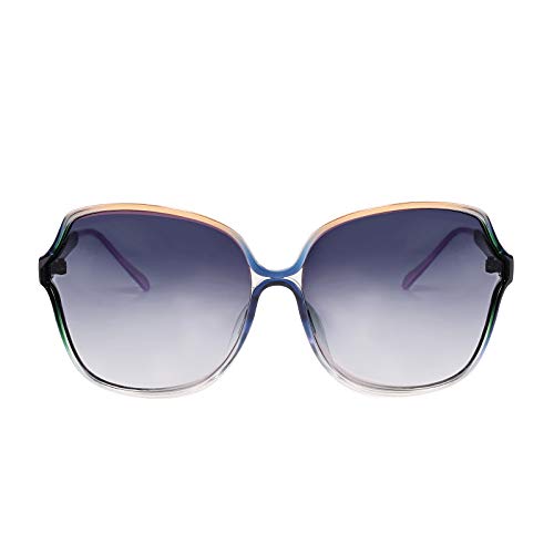 Karsaer Large Frame Oversized Jackie O Women Non-Polarized Sunglasses Butterfly Women Shades, Yellow & Blue
